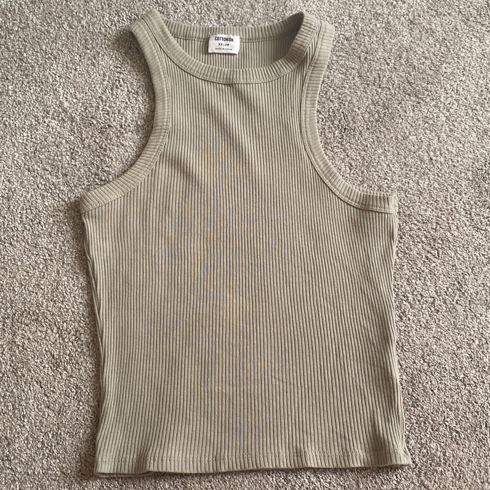 Cute Boho Green Tank Top Pleated